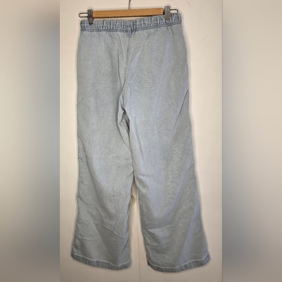 Aerie Pale Blue Cotton Drawstring Wide Leg Pants - Picture 3 of 11